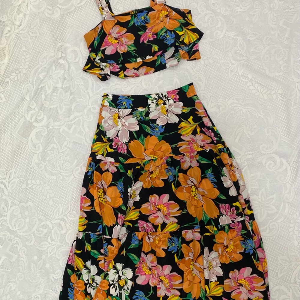 Lulu's Vibrant Floral Two-Piece Set